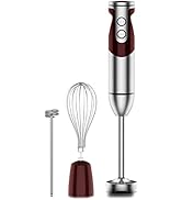 Megawise (Wine red) 2023 UPDATED W/food level 304 Stainless Coated hand immersion blender Copper ...