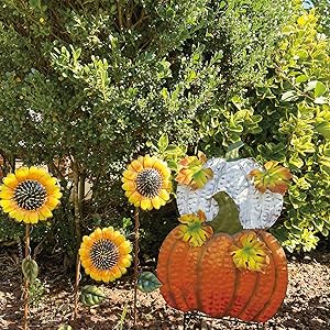 Metal Pumpkin Stakes Fall Harvest Decor
