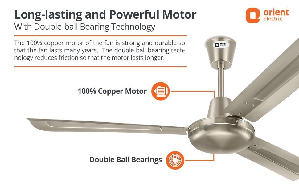 Buy Orient Electric 1200mm Quasar Electroplated Decorative Ceiling Fan