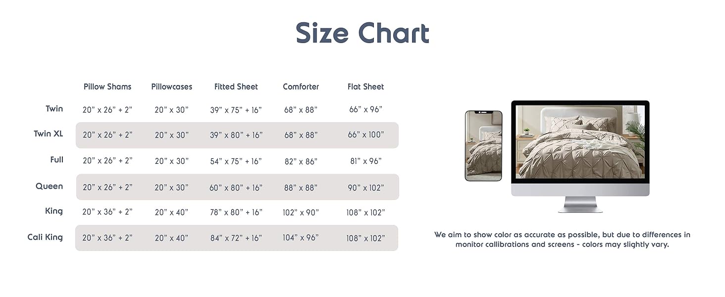 Nestl Queen Comforter Set 7 Piece Pinch Pleated