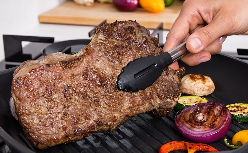 Moss & Stone Square Die Casting Aluminum Grill Pan, Removable Handle Griddle