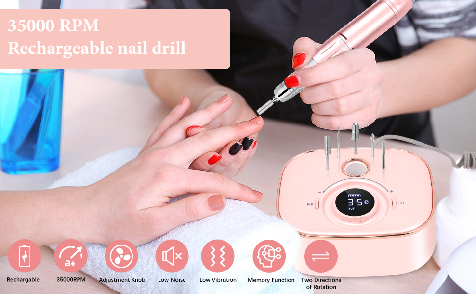 Electric Nail Drill, Electric Nail Files Nail Drill Machine, 35000RPM