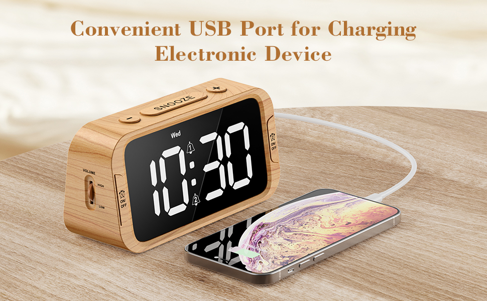 Odokee Digital Dual Alarm Clock for Bedroom, 0100 Dimmer, Weekday