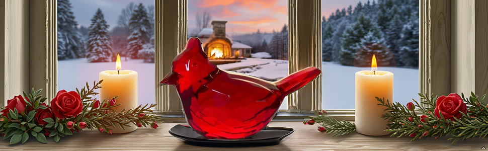 A vibrant red cardinal perched on a branch surrounded by lush green foliage, creating a striking con