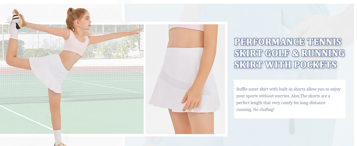 High Waist Pleated Tennis Skirt with Pockets for Tween Athletic Golf Skorts Skirts with Shorts