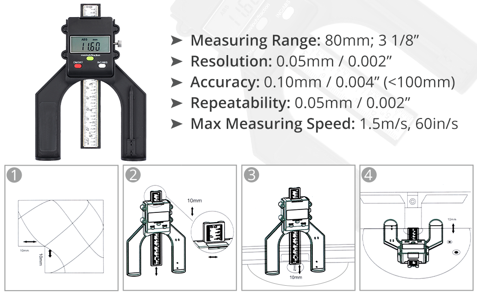 Proster Digital Depth Gauge 80mm/3.14in Digital Height Gauge with