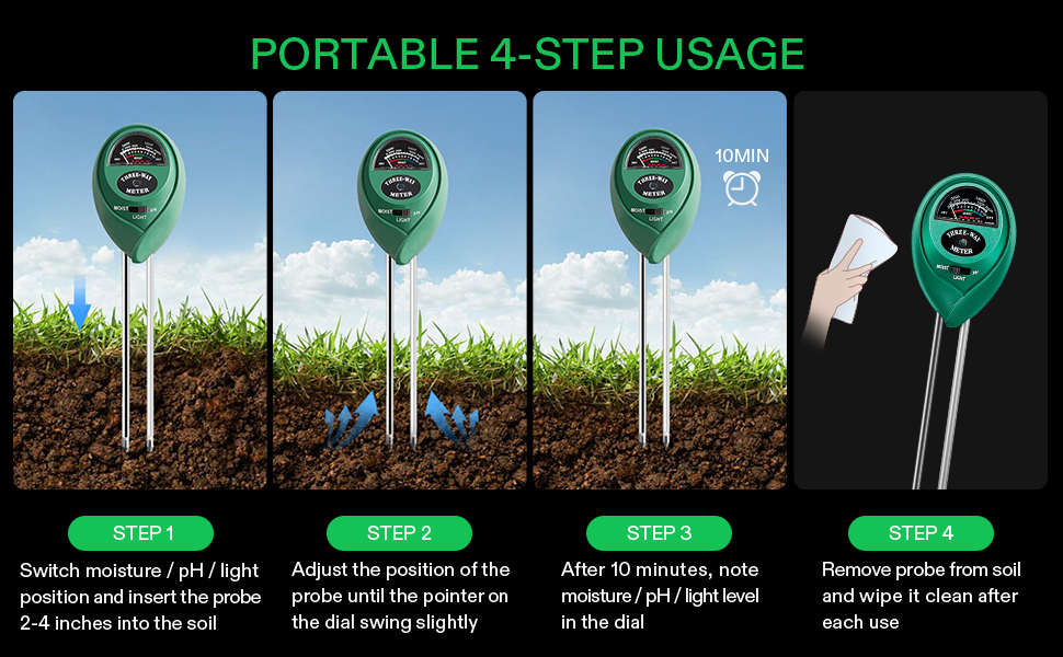 VIVOSUN Soil Tester, 3in1 Plant Moisture Meter Light and