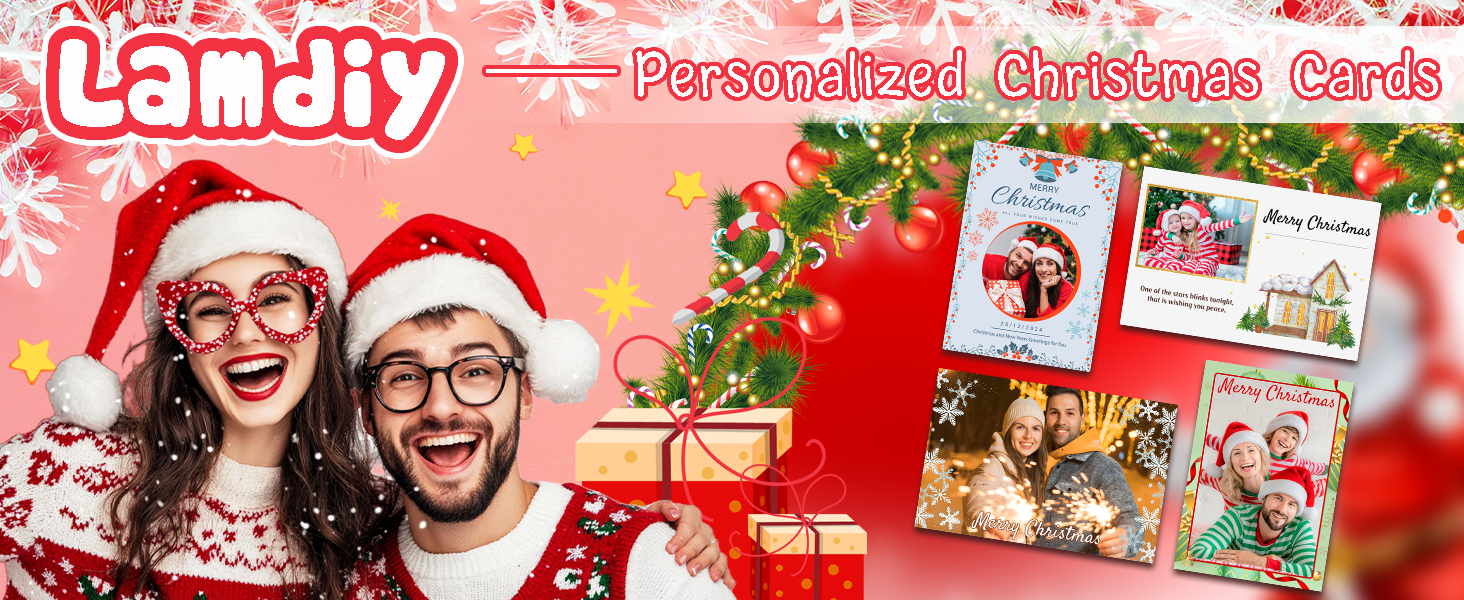 Personalized Christmas Cards with Envelopes, 15/25/50/70