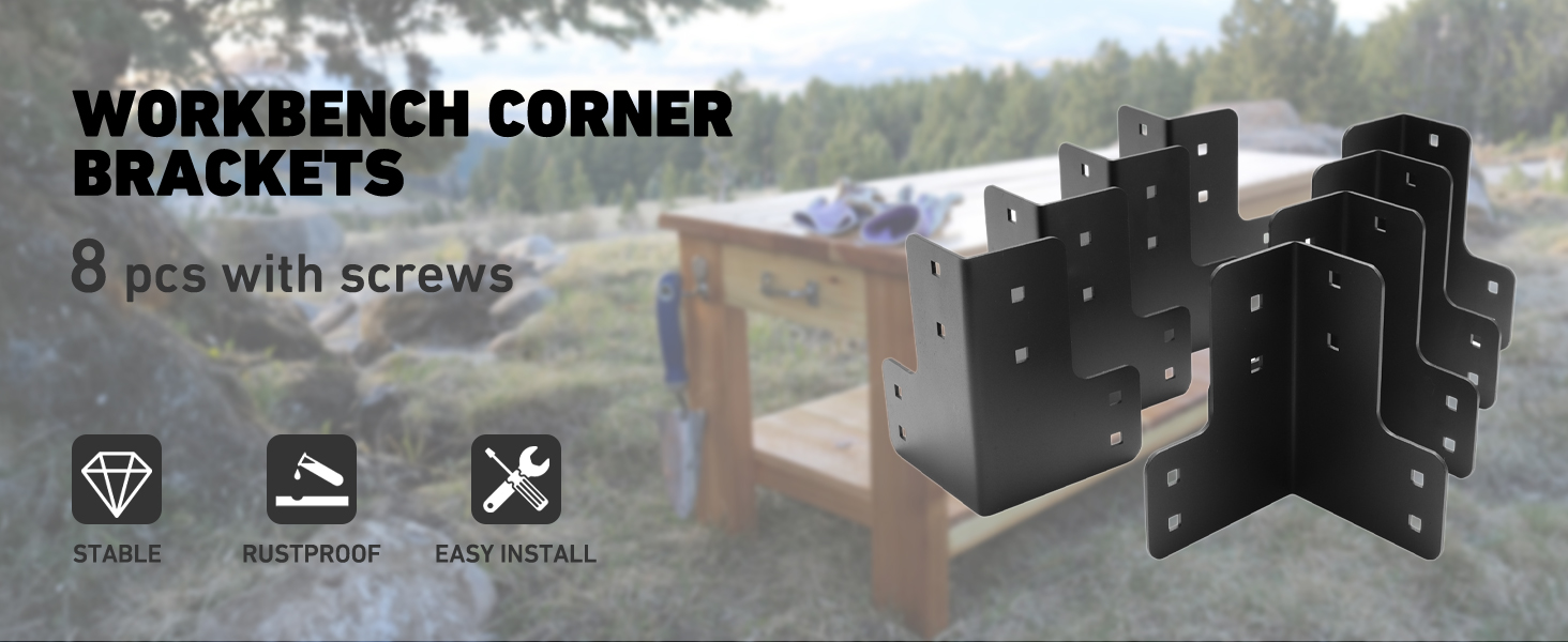 Deck Bench Brackets 8-Piece Heavy-Duty Workbench Bracket Kit