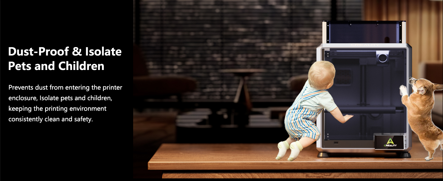 Official Creality Customized 100% Fit Transparent Black K1 SE Enclosure, Dustproof Cover Tent Constant Temperature Noise Reduce for K1 SE 3D Printer Support ABS PETG Filament Printing 14 Dust-Proof & Isolate Pets and Children