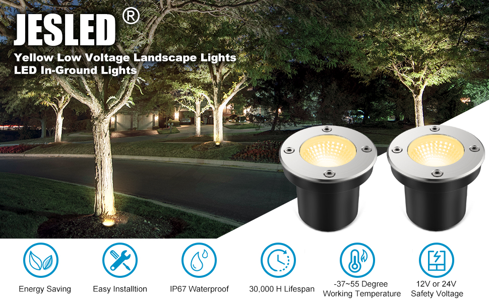 JESLED Low Voltage Landscape Lights, 3W LED Well Lights, IP67