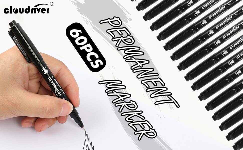 60pcs dual tip permanent markers