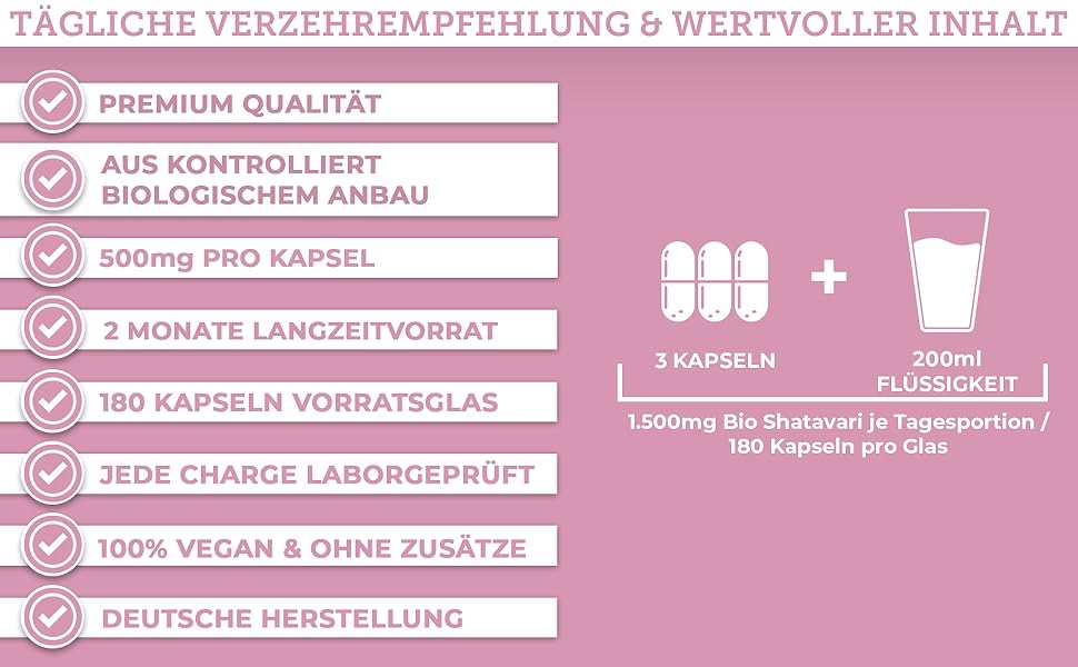 Bio Shatavari Kapseln hochdosiert