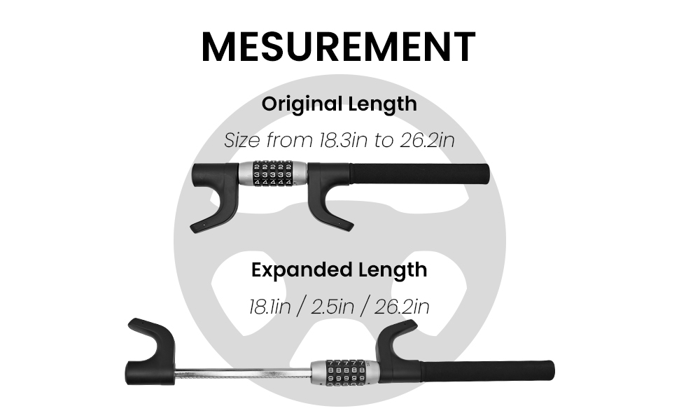 Car Steering Wheel Lock AntiTheft Car Device, Keyless 5