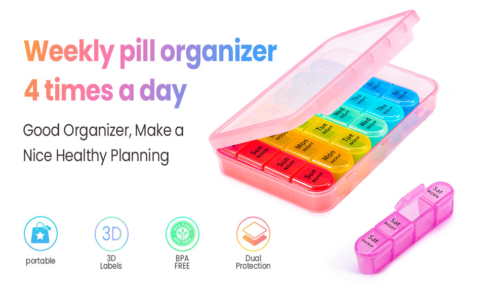 Weekly pill organizer 4 times a day