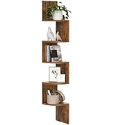 Moustache Corner Shelf, 5-Tier Floating Wall Shelf, Wall Mount Corner Shelves for Study Room, Bed...