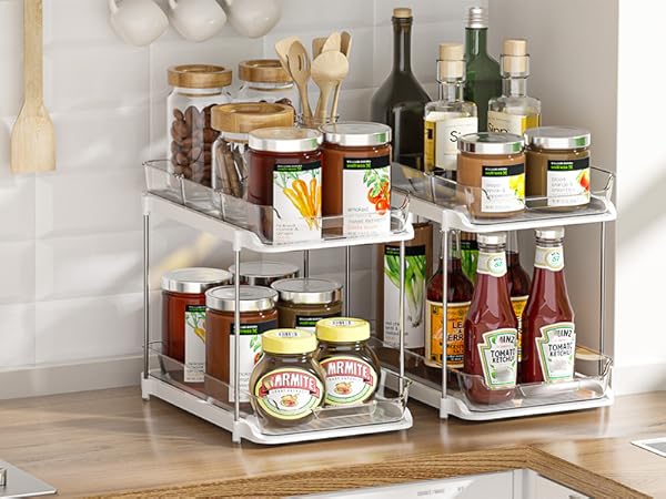 2点SET CONTAINER TABLE TOP 50L 74L Amazon.com: Delamu 2 Sets of 2-Tier Clear Under Sink
