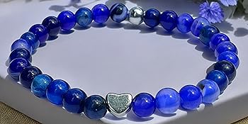 Steinfixx Armband Handmade Achat royal_blau Perlen_Armband Silber echt 925 Herz elegant Geschenk