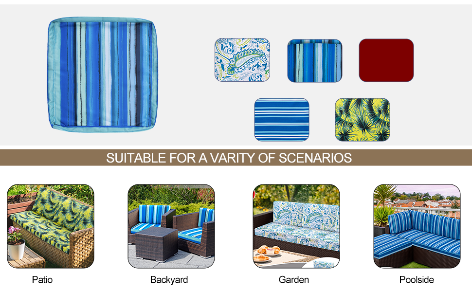 9 Pcs Patio Cushion Covers 24.5" x 24.5"Outdoor Patio Cushions Covers Replacement