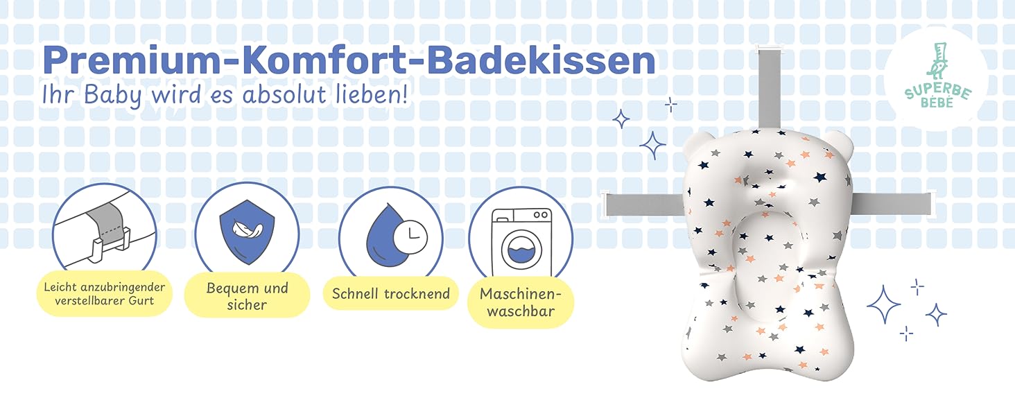 Faltbare Babybadewanne mit Badesitz/Badewanne XXL mit Thermometer zur Kontrolle der Wassertemperatur