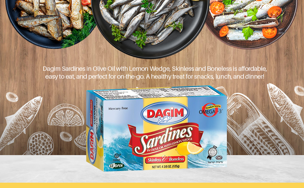 Dagim Sardines in Olive Oil with Lemon Wedge, Skinless and Boneless Canned Sardine