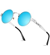 FEISEDY Retro Sunglasses Steampunk Men Women Gothic Round Metal Frame Punk Shade B0147