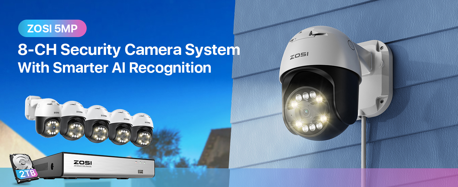 ZOSI 4K PoE Security Camera System with AI Face Person