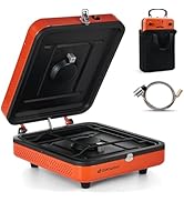 Odoland 2 Burner Camping Stove, 17000 BTU Propane Stove, Windproof Adjustable Portable Gas Stove ...