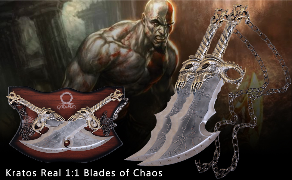 Wuton God of War,Kratos Blades of Chaos Real Full Metal,21inch Stainless Steel,11