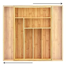 Expandable Silverware Organizer and Utensil Holder, 8 Compartments with Dividers