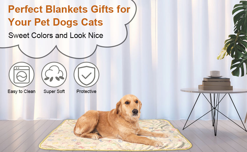 KOGSA Dog Blanket,3 Pack Dog Blankets for Dogs,Cute Paw Pattern,Dog