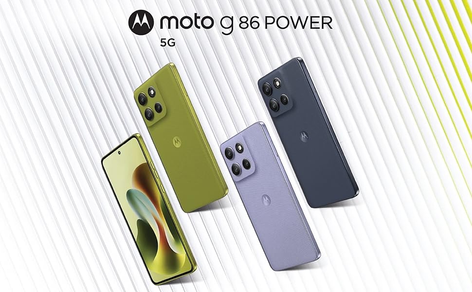 Moto g86 Power 5G in Pantone colors with triple rear camera design