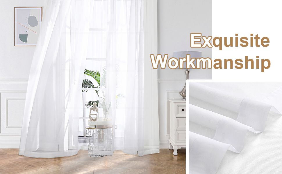 bondehus gennemsigtige gardiner 84 tommer længde 2 paneler sæt