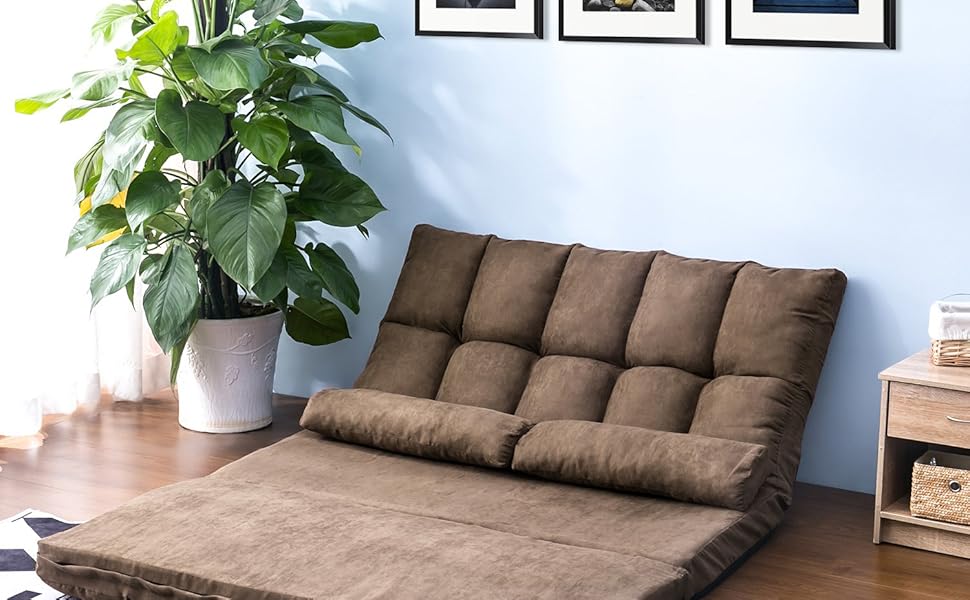 Merax Floor Sofa, Foldable Lazy Sofa Sleeper Bed with 2