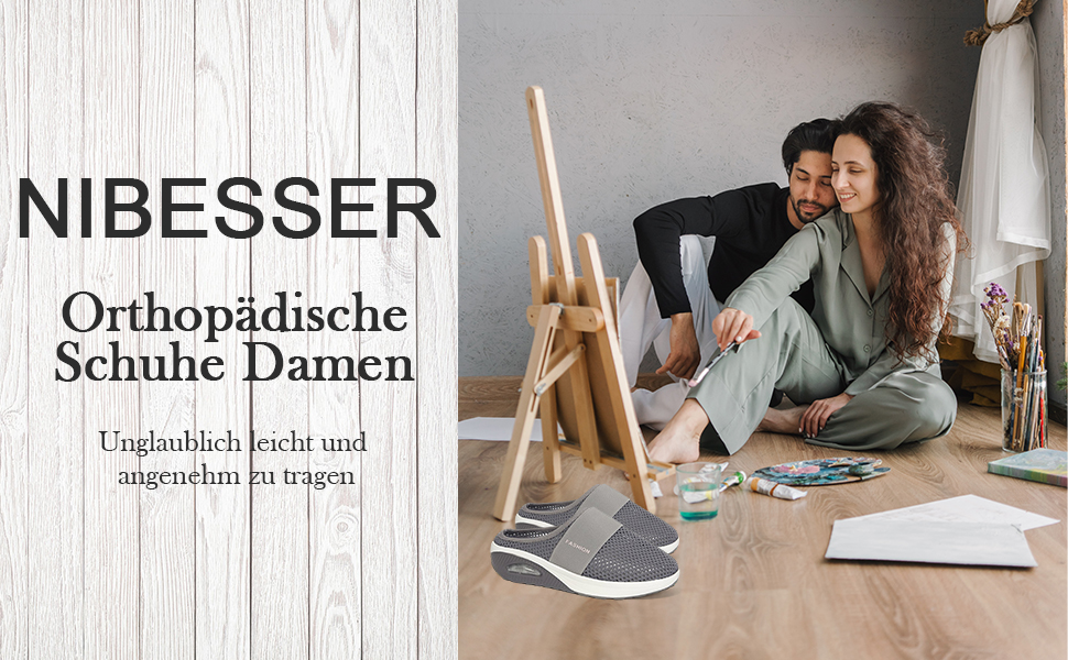 orthopädische Schuhe für Damen, atmungsaktiv, lässig, Luftkissen, Schlupfschuhe, Outdoor-Walking