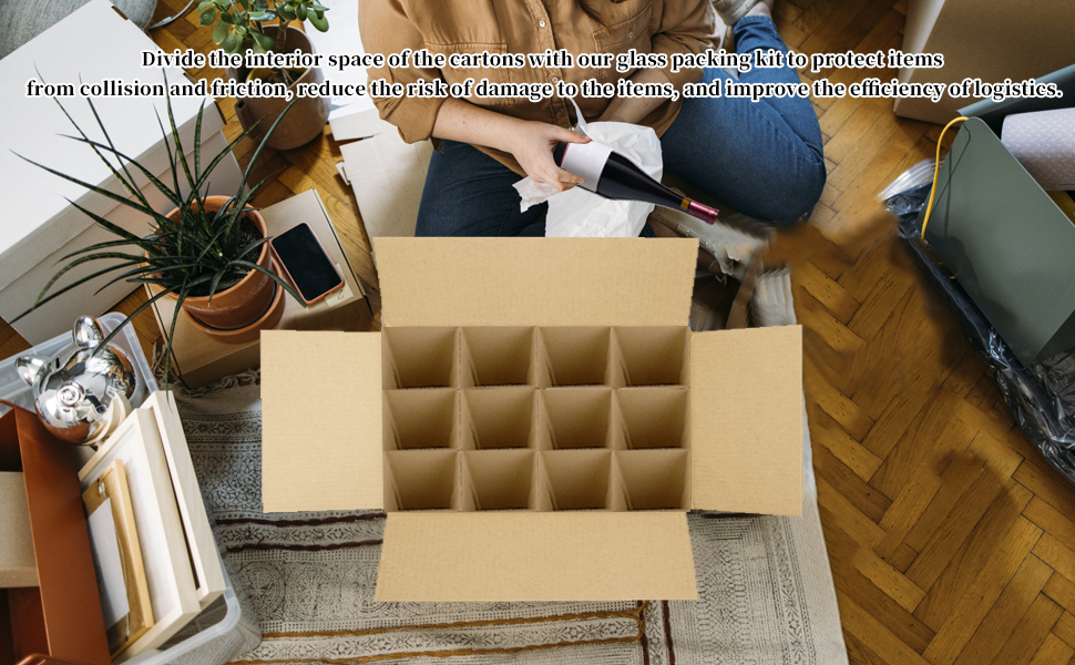 JIUZHOUXIN 18x14x12 inch Moving Boxes Glass Divider Kits