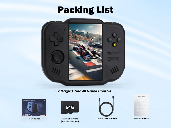 MagicX Zero 40 Handheld Game Console, 4.0 Inch IPS Screen Retro Video Games Consoles