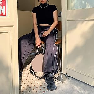 Sfit Damen Cargohosen Y2K Baggy Track Pants