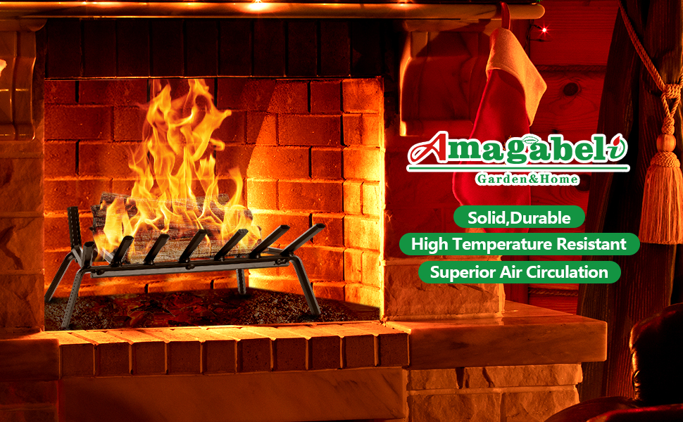 Amagabeli Fireplace Grates 21 Inch Wide Heavy Duty Solid
