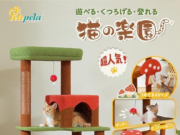 【たろう】PETEPELA キャットタワー 木製 猫タワー シンプル Amazon | PETEPELA(ぺテぺラ) キャットタワー 木製 猫タワー