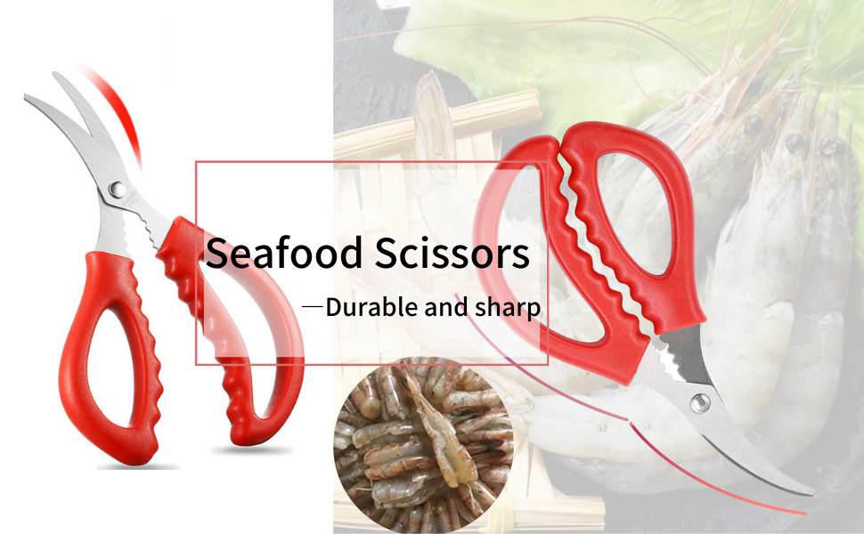 LOCEAST 4PCS Kitchen Seafood Scissors, Multifunctional