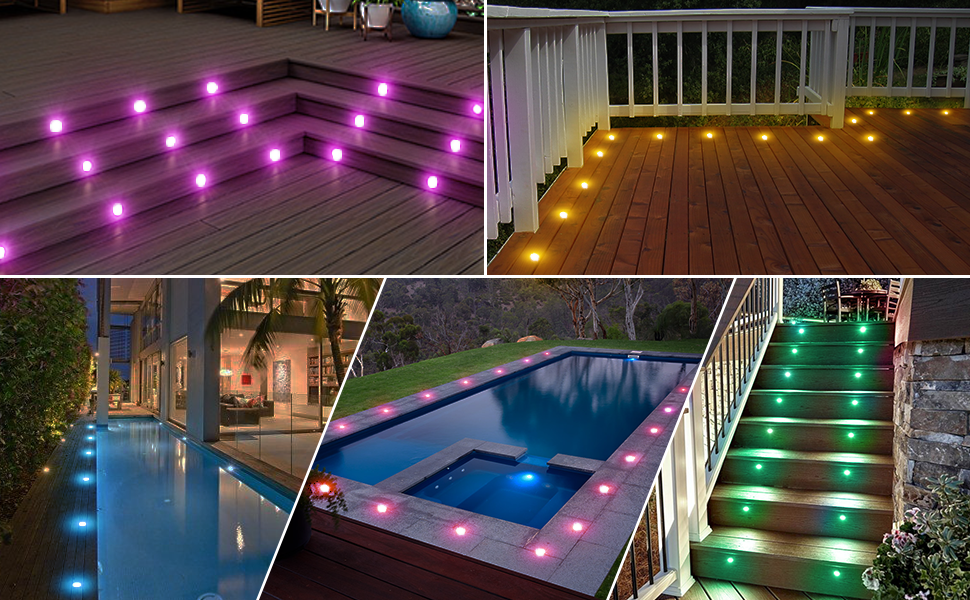 10 Pack Led Decking Lights RGBW Multicolor Chasing Effect, Waterproof