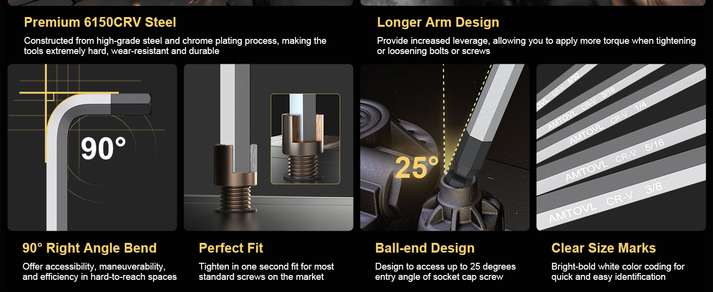 Hex Key Set with Size Marked
