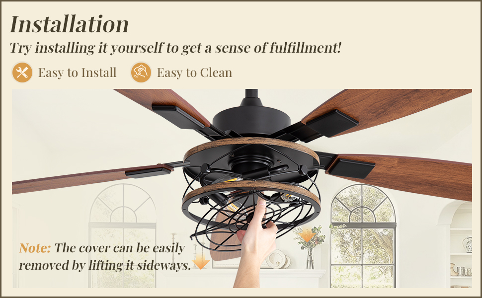caged ceiling fan with light