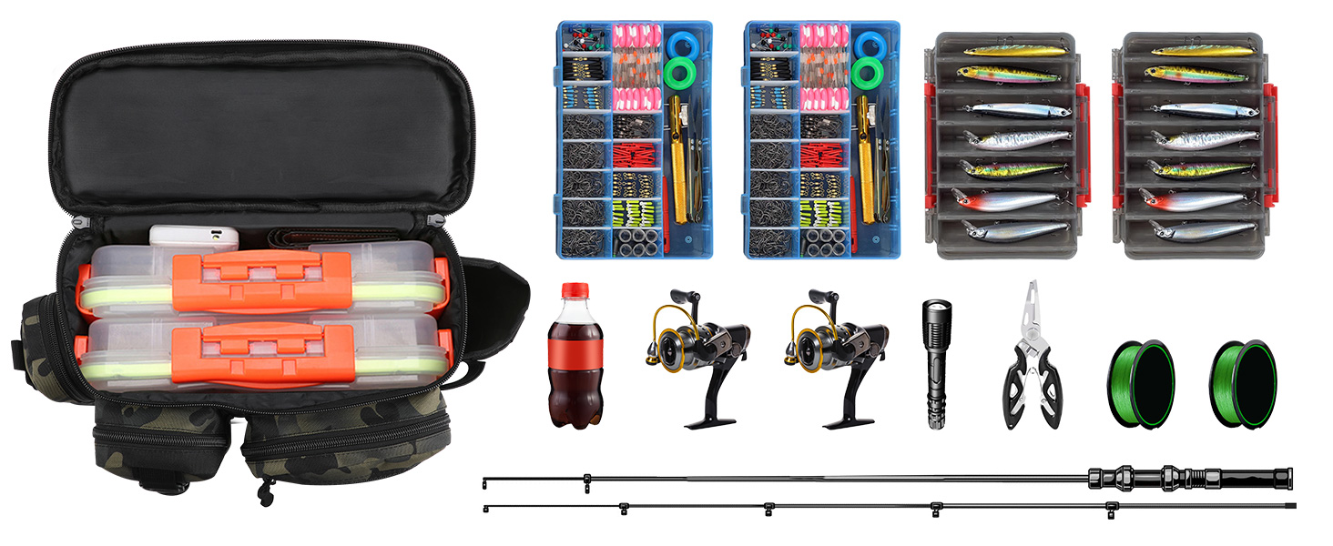 zerotop Fishing Tackle Bags Large Sling Fishing Carryall Bag Multi-Pocket Waterproof Fishing Tackle Storage Bags Holdall with Padded Shoulder Strap, Fishing Bags for Saltwater Freshwater Fishing 20 Fishing Tackle Bag