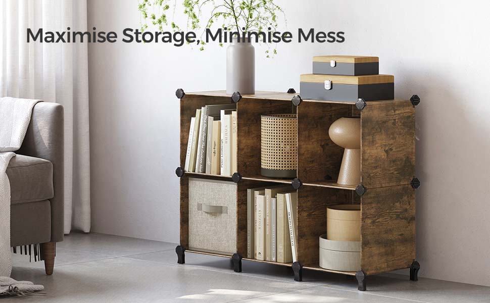 SONGMICS 6 Cube Storage Unit, Modular Plastic Cube Storage Organiser