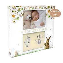 a baby memory book with customizable front cover.  a baby keepsake for new born babies and
