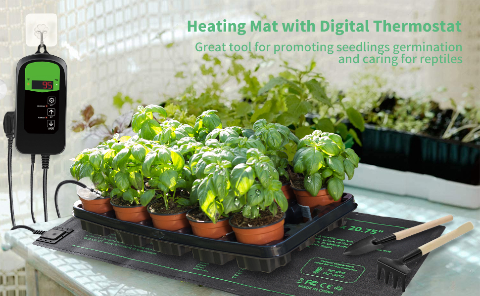 Grenebo Seedling Heat Mat with Digital Thermostat Combo Set, Heated