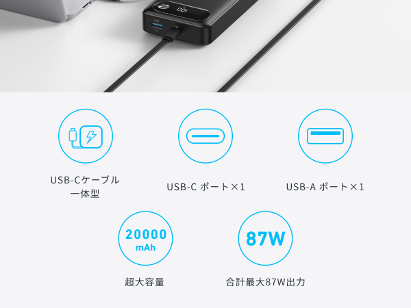 Amazon | Anker Power Bank (20000mAh, 87W, Built-In USB-C