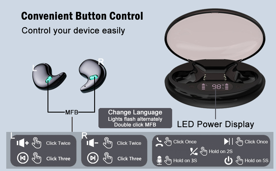 Invisible Earbuds Wireless Bluetooth Smallest Earbuds for
